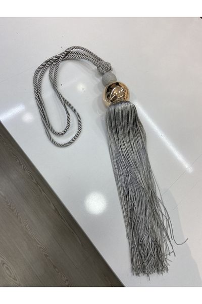 Akcan Light Gray Color Gold Metallized Short Braçol