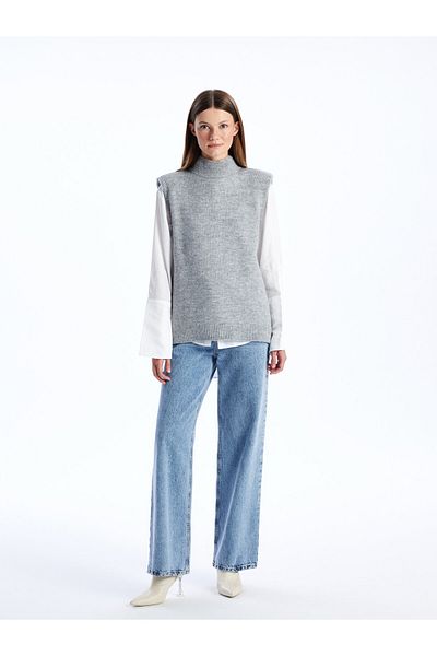 LC Waikiki Women's Half Turtleneck Plain Knitwear Sweater