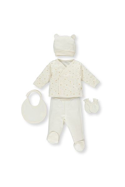 Bebetto ORGANIC INTERLOK 5-PIECE ZIBIN SET (ORGANIC PURE TEDDY) Z849