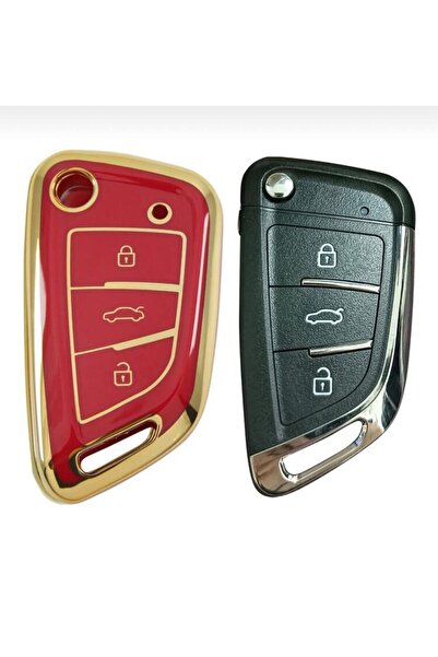 ŞENYILDIZ AKSESUAR Red Auto Key Remote Control Protection Case for Universal ...