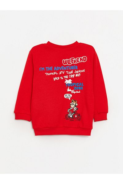 LC Waikiki Crew Neck Long Sleeve Nostalgic Monkey Printed Baby Boy Sweatshirt