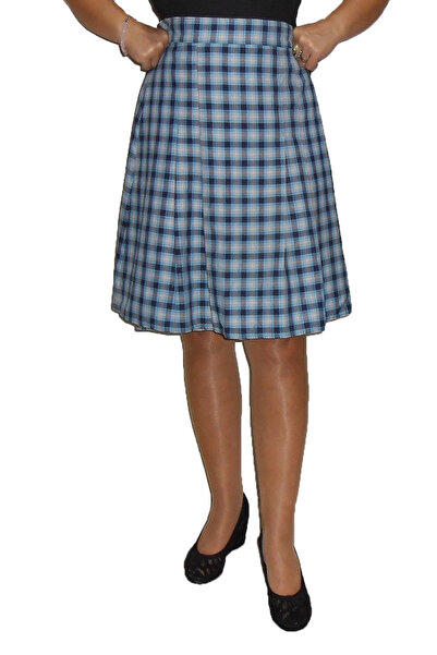 LM Liseli Mvi-Siyah-Gri Ekoseli Pileli Etek Art.23