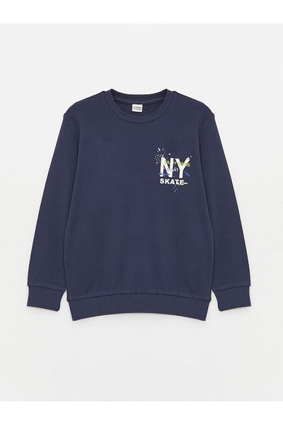 LC Waikiki Fiú - Crew nyakú és nyomott hosszú ujjú póló