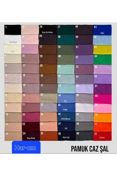 Trablus Hijab Women's Cotton Crash Jazz Shawl Model - Set of 10 in the Color Chart (you can choose 10 colors)