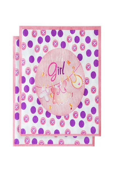 Kazanabil 20pcs ITS A GIRL WRITTEN PAPER NAPKIN PINK