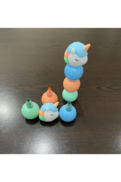 Rubenis 3 RENK UNICORN FİGÜRLÜ MİNİ FOSFORLU KALEM SETİ