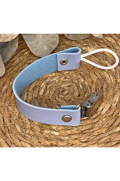 Mujo Baby&Kids Leather Pacifier Strap - Pacifier Chain - Blue - Baby Boy/Child