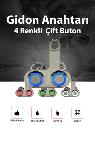 C9 Universal Motosiklet Açma Kapama Düğmesi Çift Tuşlu Işıklı Gidon Bağlantıl...