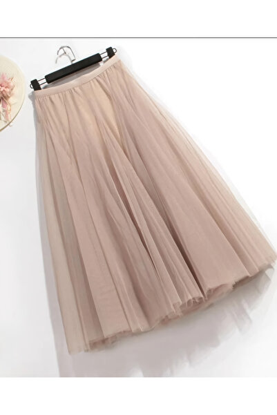 NSMLİFE Φθινοπωρινή Χειμερινή Μόδα Τριών Στρωμάτων μήκους 75 εκ. Αφράτη ταμπά φούστα