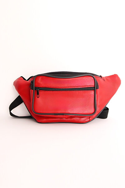 Jack Tonio Red Genuine Leather Backpack and Red Leather Waist Bag Set