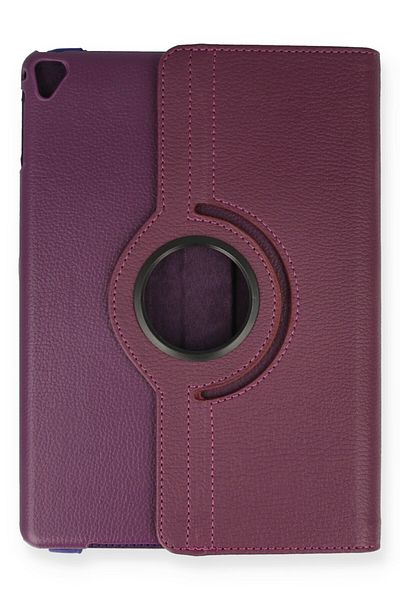 AQUA AKSESUAR iPad 9.7 (2018) Compatible Case 360 Rotating Leather Protected Tablet Case - Plum