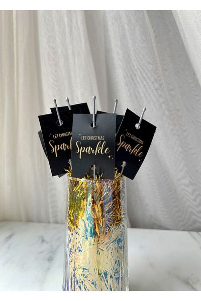 The Istanbul Event 10-Piece Black Christmas "Let Christmas Sparkle" Torch - New Year Torch - Christmas Ornament