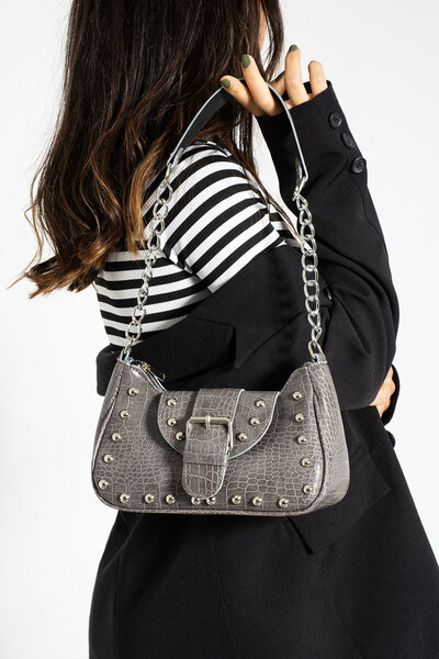 Modstore Τσάντα ώμου με κοκαλιάρικο μοτίβο κροκόδειλου