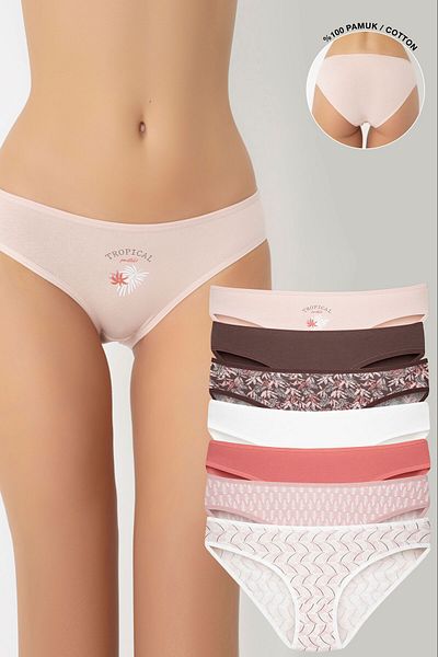 Ramior Set of 7 Tropical World Women's Bikini Panties (tropical colors)