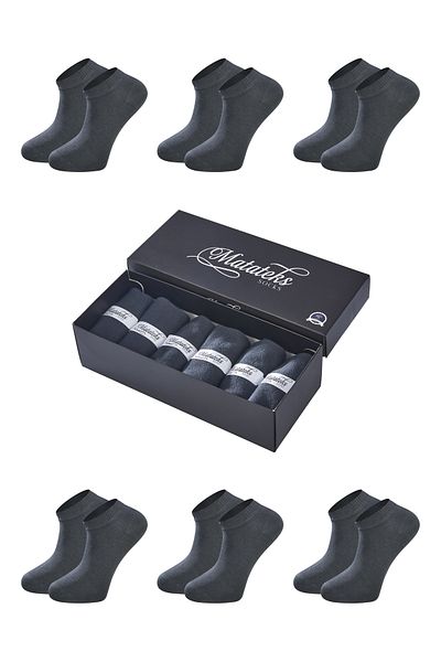 Matateks Bamboo Men's Booties Plain Smoked Socks 200 Needle Seamless Premium 6 Pieces Boxed