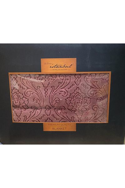 İyi Geceler İstanbul Emboss Embossed Damask Double Blanket Claret Red 220x240