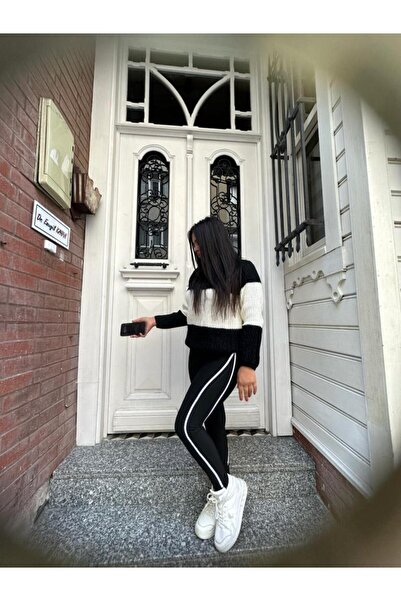 favorimsensin triko çizgili bisiklet yaka kazak