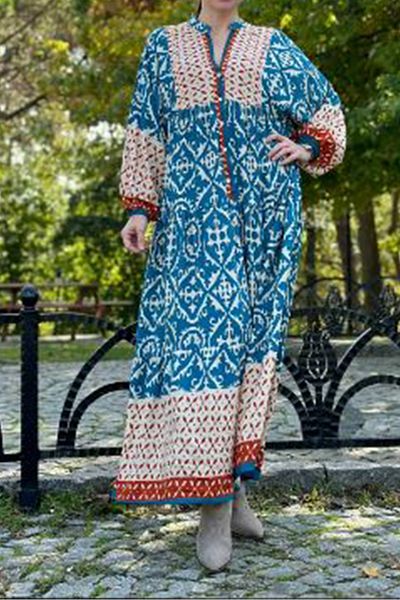 AYASOFYA OTANTIK Rochie de damă Petrol Katleya Button Detailed Loose