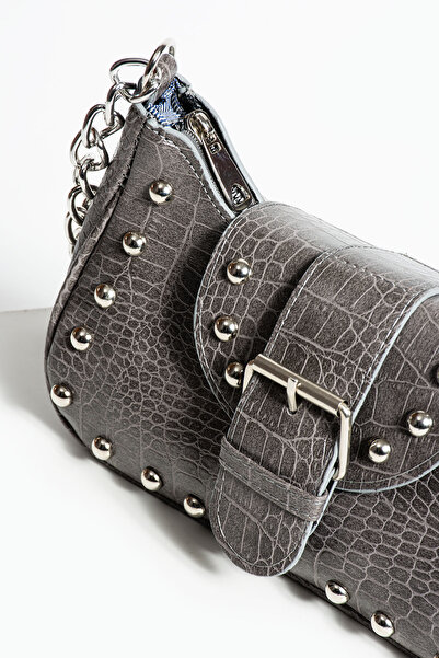 AsperaBag Bony ma studded crocodile patterned shoulder bag