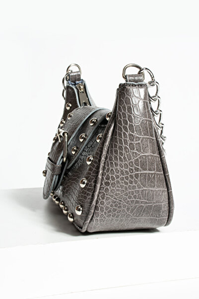 AsperaBag Bony ma studded crocodile patterned shoulder bag