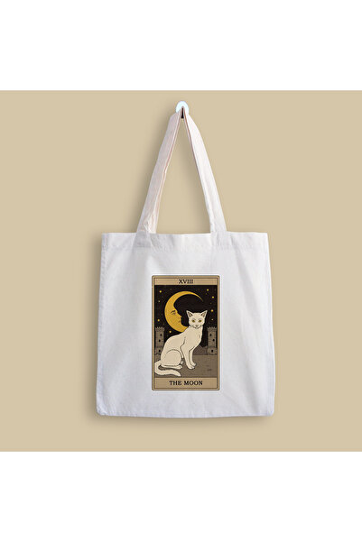 designedfy Geantă din pânză imprimată Cat The Moon