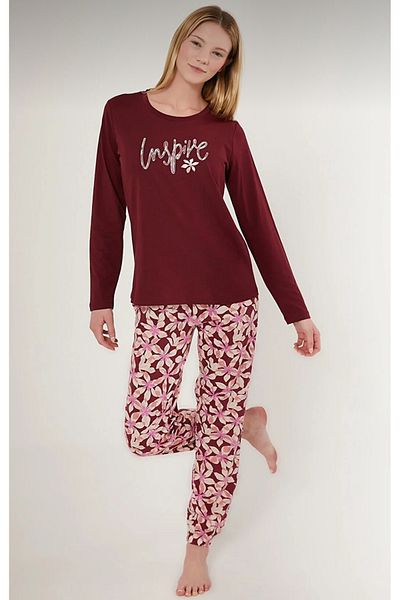 Argento Costum de pijama cu mânecă lungă pentru femei Arnetainspive Burgundy