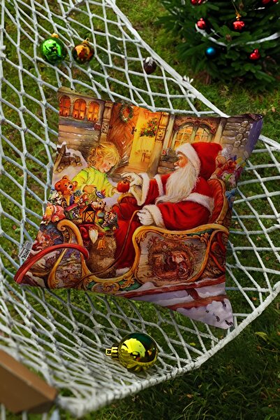 Hayal Dekoratif غطاء وسادة مطبوع رقميًا مطبوع عليه عيد الميلاد باللون الأصفر ...