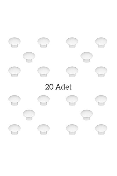 ARON Sedef Metal Düğme Kulp Parlak Beyaz Çekmece Mobilya Dolap Kulbu (20 ADET)