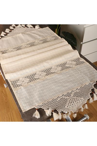 Yavuz Tekstil Lacy Runner- Refrigerator Cover 100% Cotton