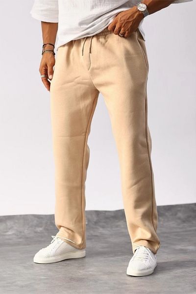 MADZEYMODA Ανδρικό φαρδύ παντελόνι φόρμας 3 κλωστών Raster Beige