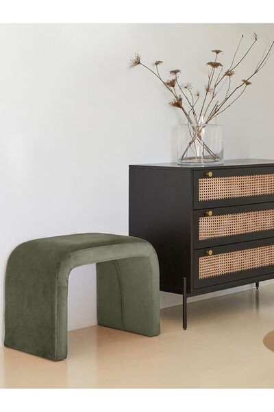 ERİZA Arch modern puf bench (Yağ Yeşili) Babyface, 55x45x45 cm