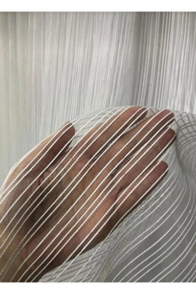 ERNGlobal Ütü İstemeyen Çizgili Desen İp Tül Sık Pileli Tül Perde 1x3