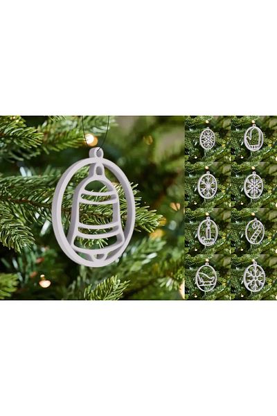 3D Stuff Christmas Tree Ornament 8 Pieces White 6 cm