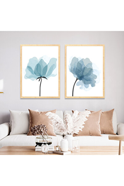 Dekorsiahome 2-dijelni set slika u drvenom okviru Plava Ruža