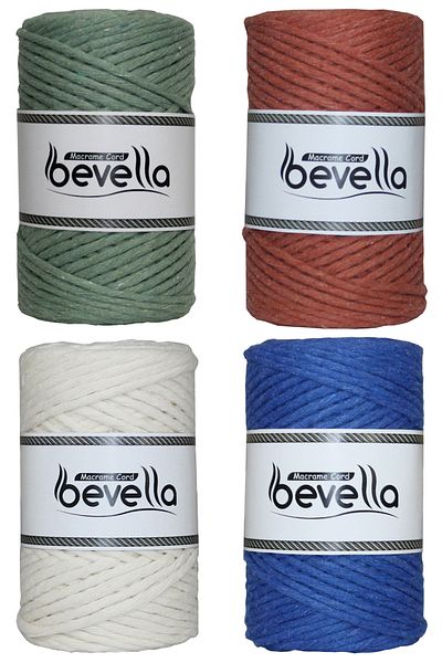 Bevella Macrame Cord Ecru, Menthol Green, Tile, Saks Blue Μπορεί να έχει αναζήτηση 3 mm Macrame String