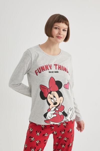 DeFacto Fall in Love Disney Mickey & Minnie Regular Fit Uzun Kollu Pijama Takımı