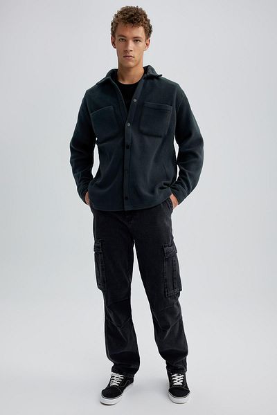 DeFacto Μακρυμάνικο πουκάμισο Relax Fit Fleece A4782ax23wn