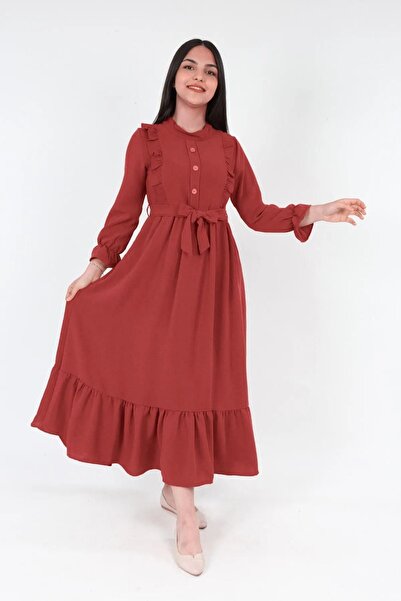 Wild Flower Младо момиче Aerobin Ленена тъкан Дълга скромна рокля Jile