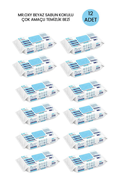 Oxy Mr. Oxy Beyaz Sabun Kokulu Çok Amaçlı Yüzey Temizlik Havlusu 100'lü 12 ADET