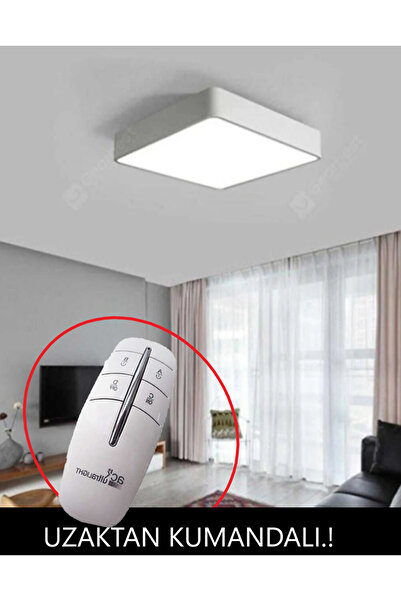 luxshome 30x30 Cm Büyük Boy Kare Tavana Sıfır Led Plofenyer Avize Uzaktan Kumandalı Avize 6500K Beyaz Işık