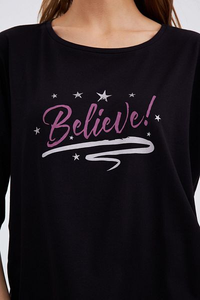 LILIAN Top de pijama pentru femei Believe Black