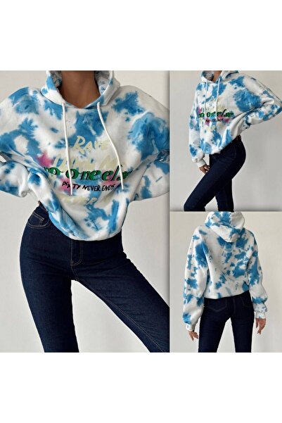 bunubanayolla Batik Desen Mavi Sweatshirt