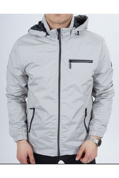DYNAMO Men's Beige Hooded Seasonal Thin Coat