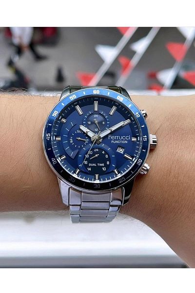 Ferrucci Men's Multifunctional Metal Band Wristwatch