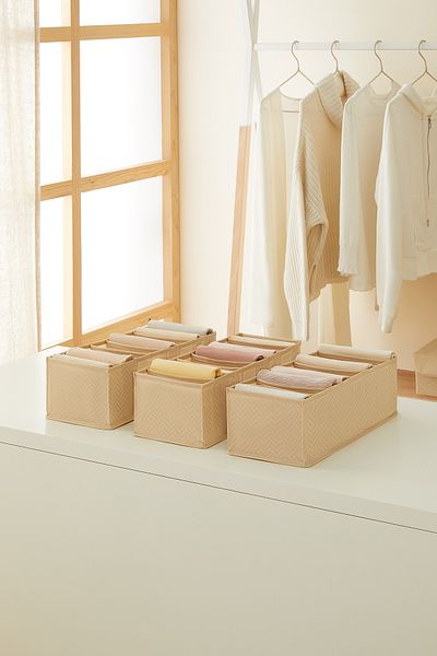 Ocean Home Textile Συρτάρι ντουλαπιών 3 τεμαχίων 8 διαμερισμάτων Τύπος ακορντεόν Πτυσσόμενος οργανωτής οργάνωσης ρούχων