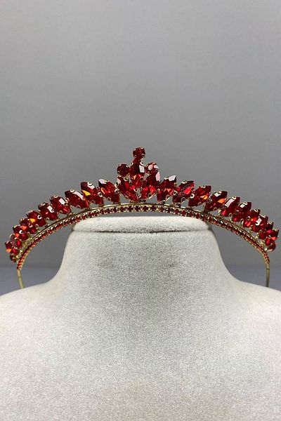 Hobigram Red Gold Thin Ilayda Model Henna and Bridal Crown – Crown, Crystal Stone, Stylish Model, Bridal Crown – Crown