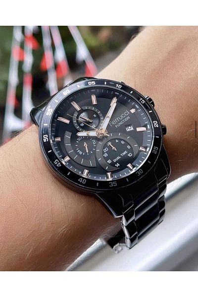 Ferrucci Men's Multifunctional Metal Band Wristwatch