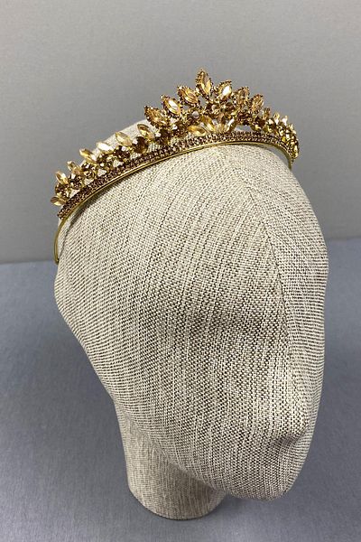 Hobigram Μέλι Χρώμα Leyla Model Henna And Bridal Crown – Κορώνα, Κρυστάλλινη Πέτρα, Κομψό Μοντέλο, Νυφικό Κορώνα, Αξεσουάρ Μαλλιών