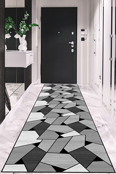 Viva Home Geometrik Kesme Özel Ölçü Rulo Yolluk Kaymaz Taban Mutfak Hol Antre...