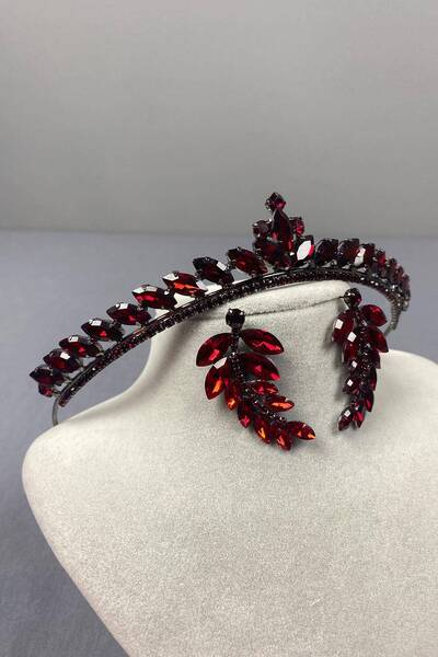 GELD Accesoriu pentru păr Burgundy Thin Ilayda Model Coroană de mireasă și se...